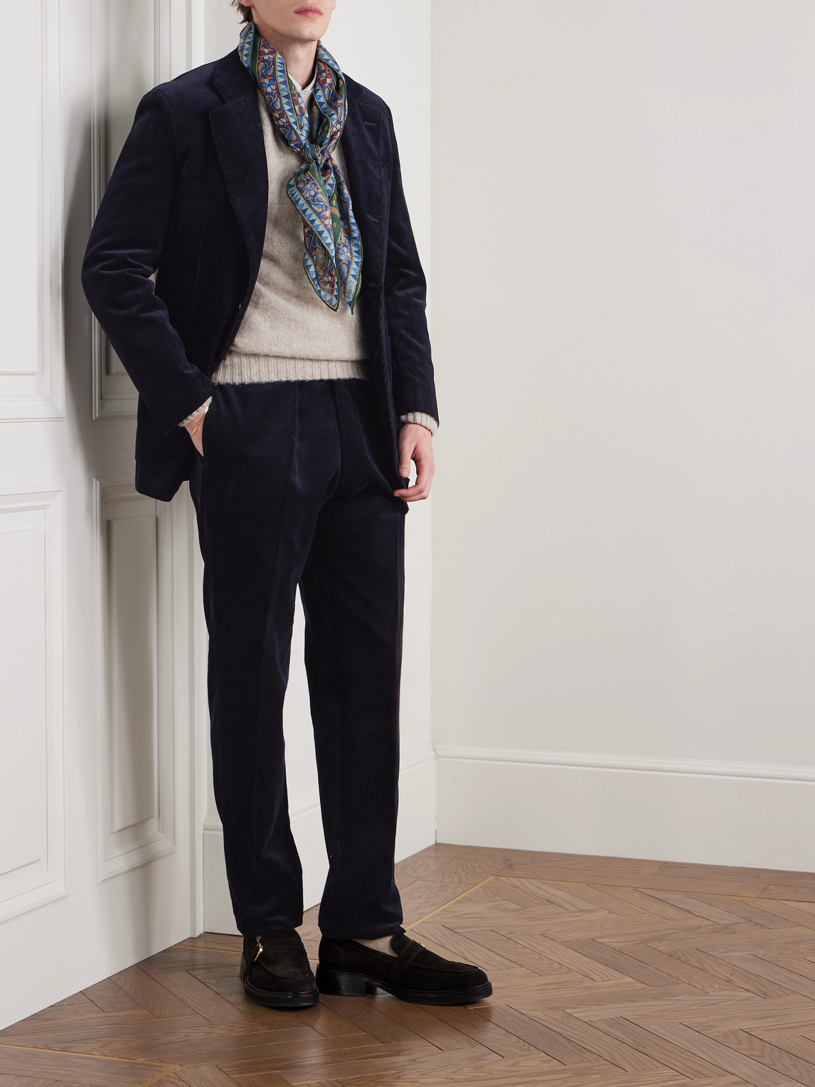 DRAKE'S COTTON-CORDUROY SUIT JACKET