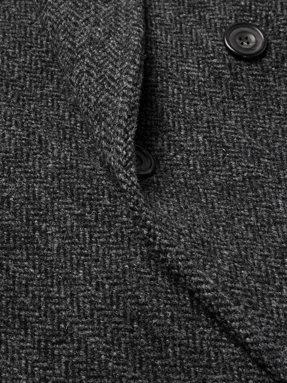 DRAKE'S DOUBLE-BREASTED HERRINGBONE WOOL COAT