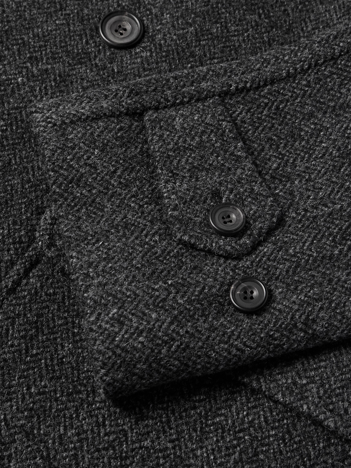 DRAKE'S DOUBLE-BREASTED HERRINGBONE WOOL COAT