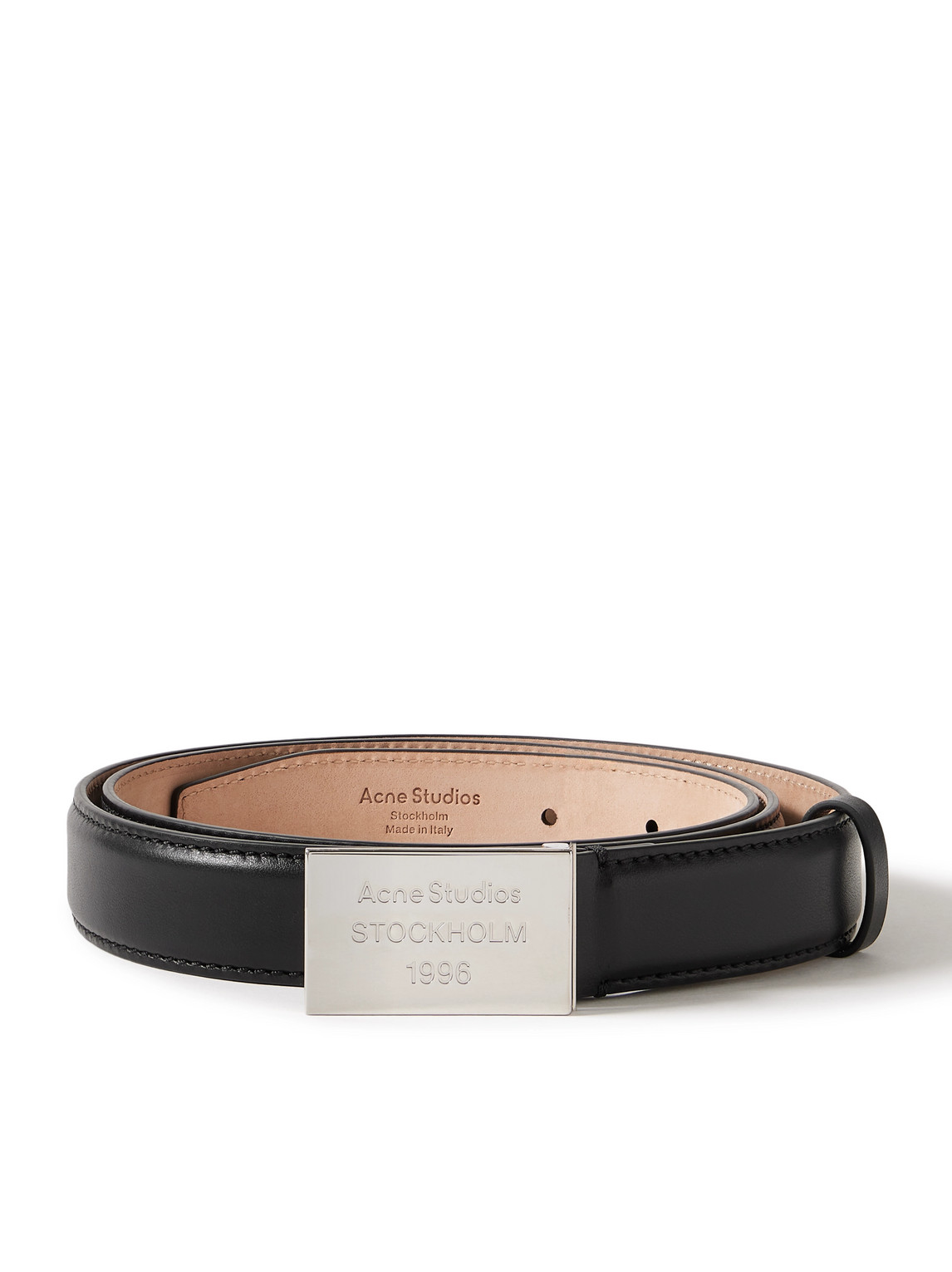 Acne Studios Logo-engraved Leather Belt In Black