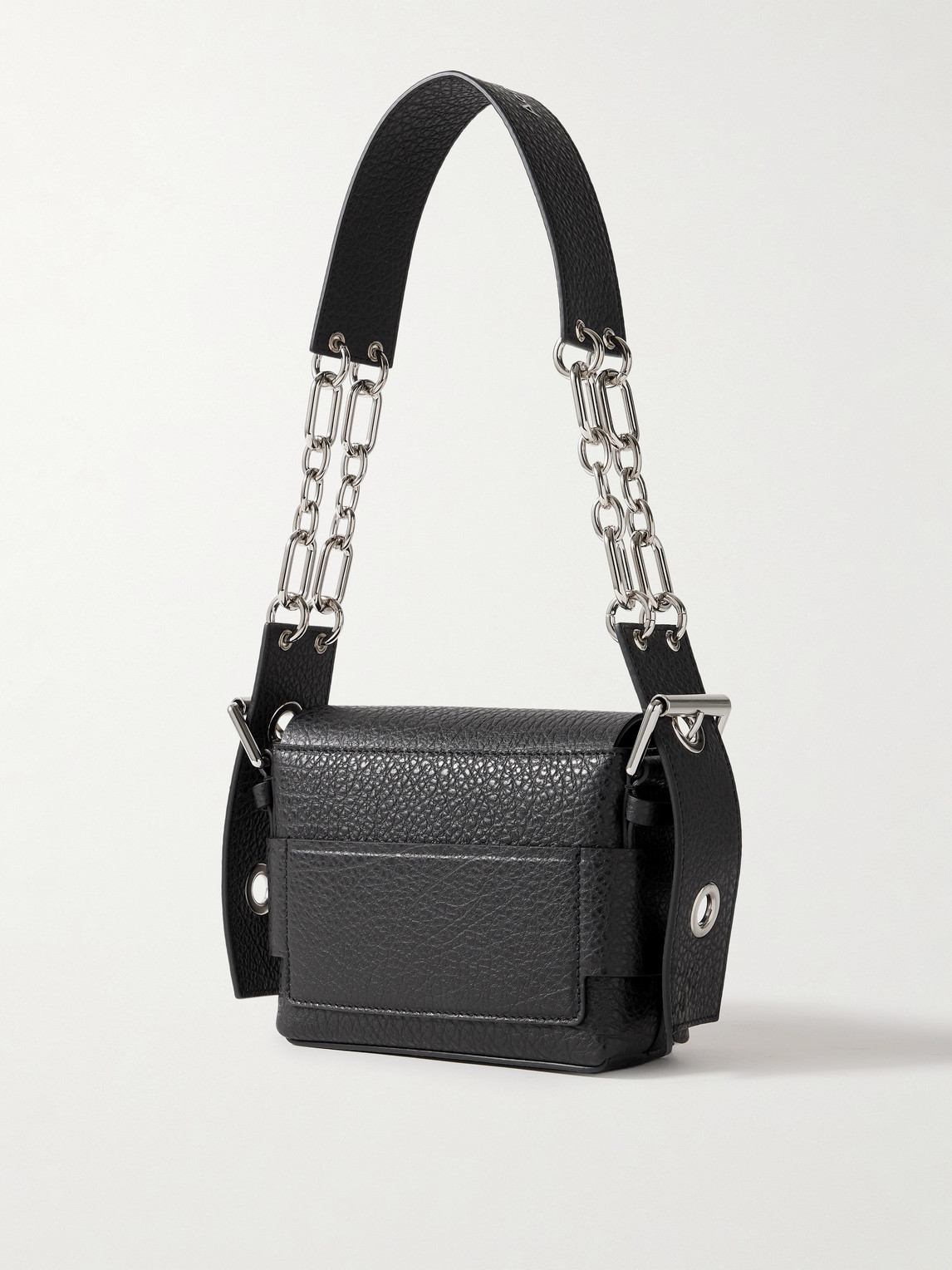 Shop Acne Studios Musubi Mini Chain-embellished Full-grain Leather Messenger Bag In Black