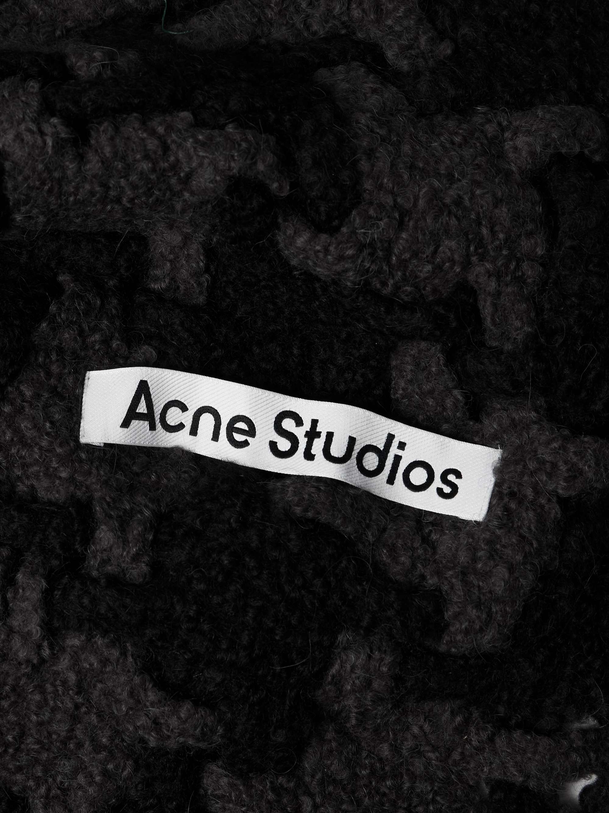 ACNE STUDIOS Fringed Houndstooth Alpaca-Blend Bouclé Scarf