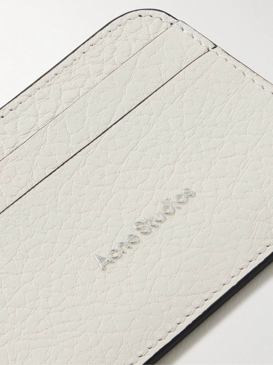 Shop Acne Studios Logo-print Full-grain Leather Cardholder In White