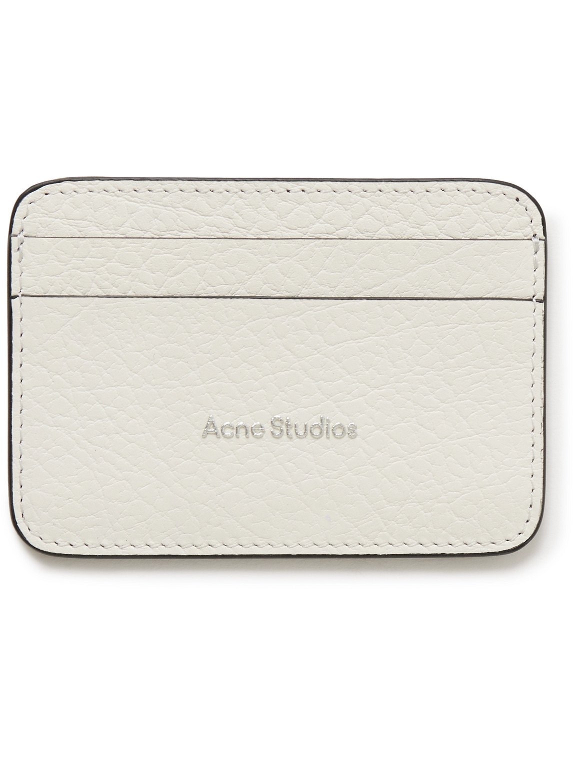Shop Acne Studios Logo-print Full-grain Leather Cardholder In White