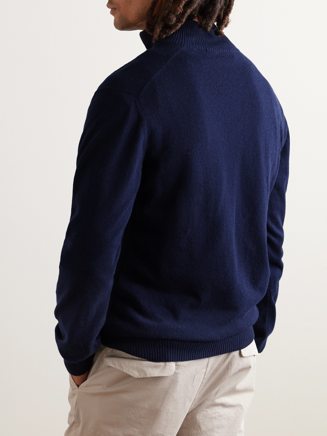 Orlebar Brown Hoyt Cashmere Half-zip Sweater In Blue
