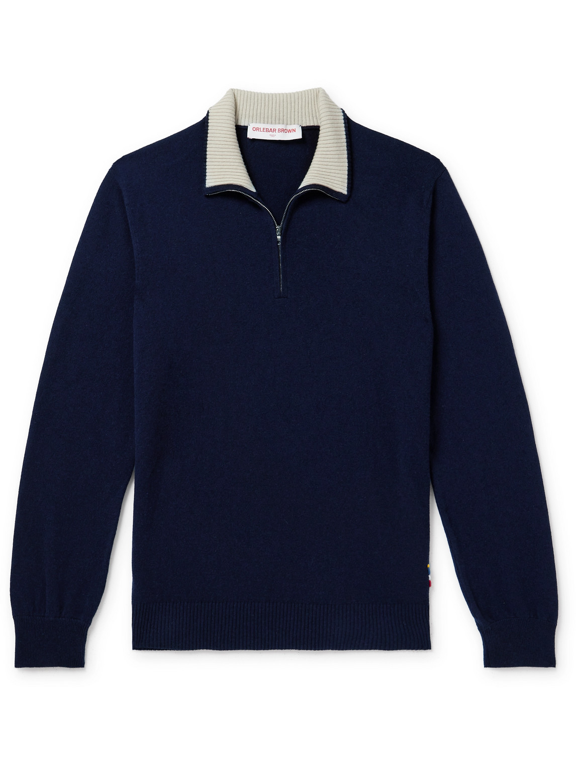 Orlebar Brown Hoyt Cashmere Half-zip Sweater In Blue