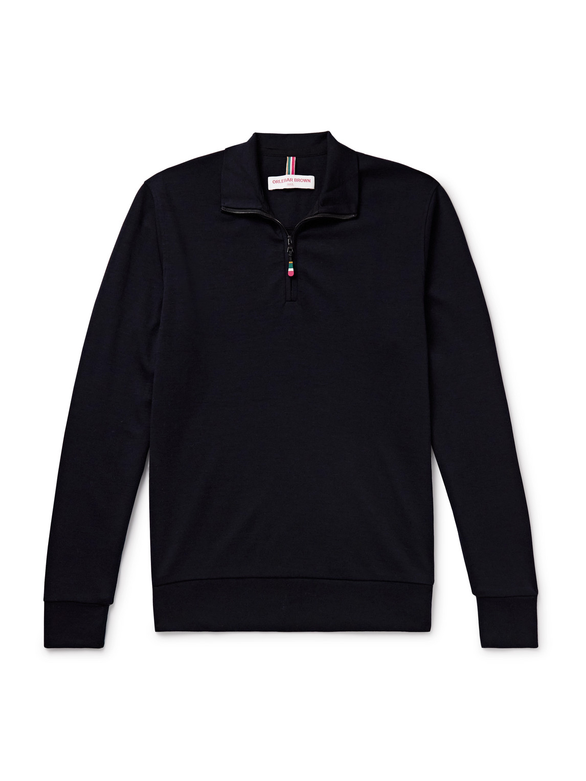 Orlebar Brown Isar Merino Wool Half-zip Sweater In Blue