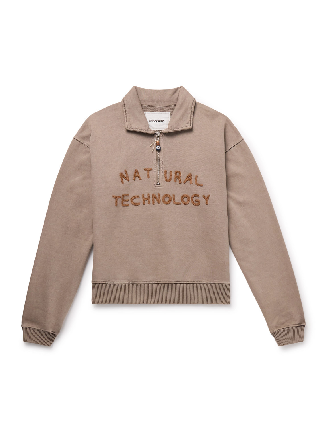 Geo Appliquéd Organic Cotton-Jersey Half-Zip Sweatshirt