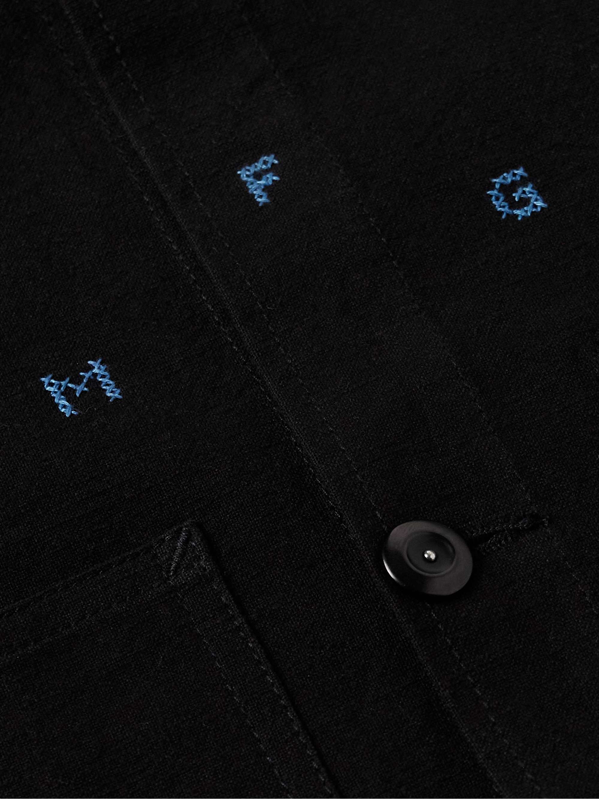 Black Short on Time Logo-Embroidered Organic Cotton Jacket Black Short on Time Logo-Embroidered Organic Cotton Jacket