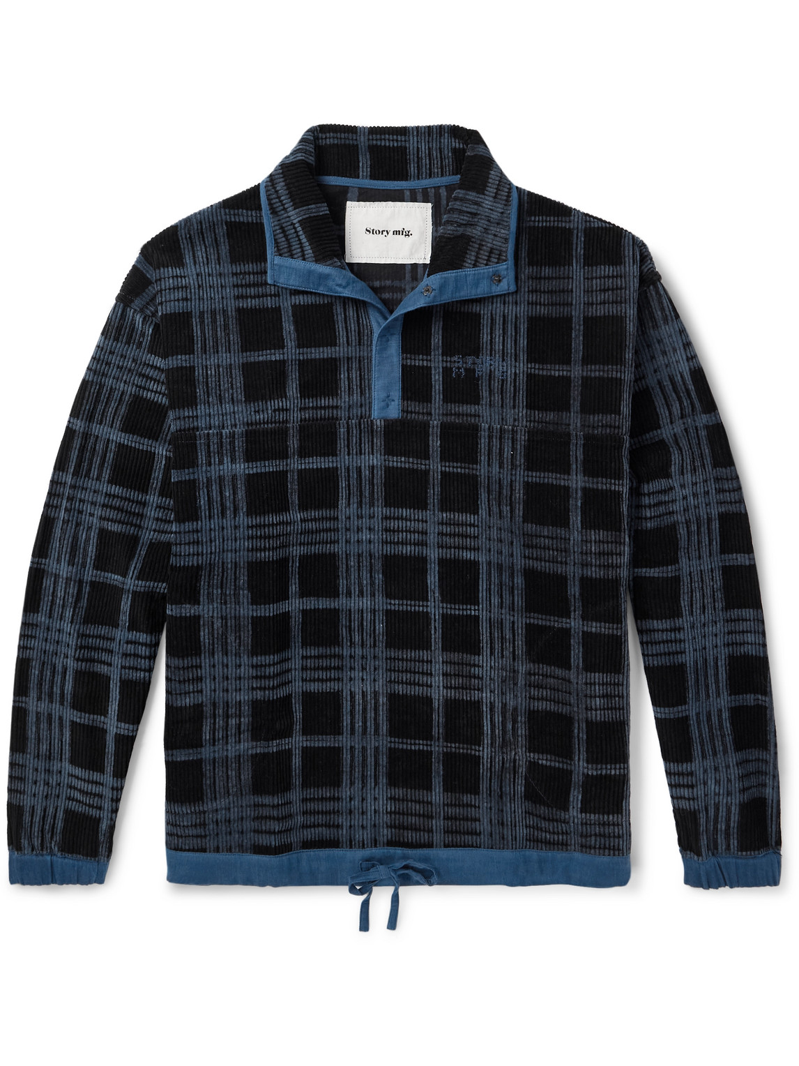 Polite Logo-Embroidered Checked Organic Cotton-Corduroy Sweatshirt