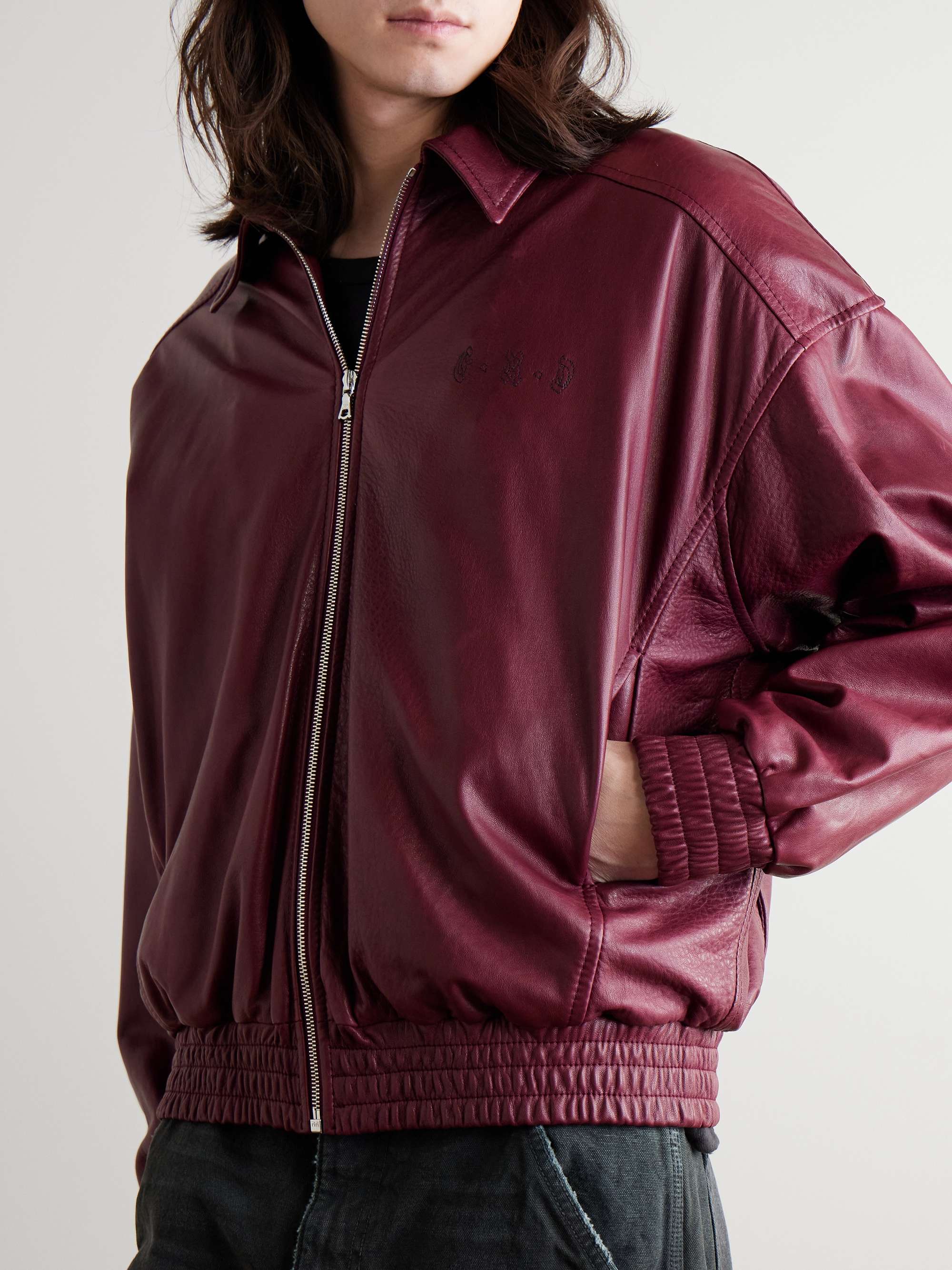 ENFANTS RICHES DÉPRIMÉS Logo-Embroidered Full-Grain Leather