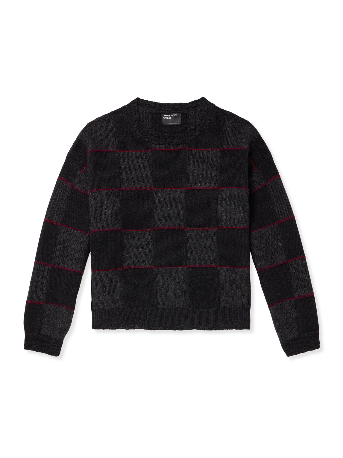 Enfants Riches Deprimes Checked Cashmere-jacquard Sweater In Black