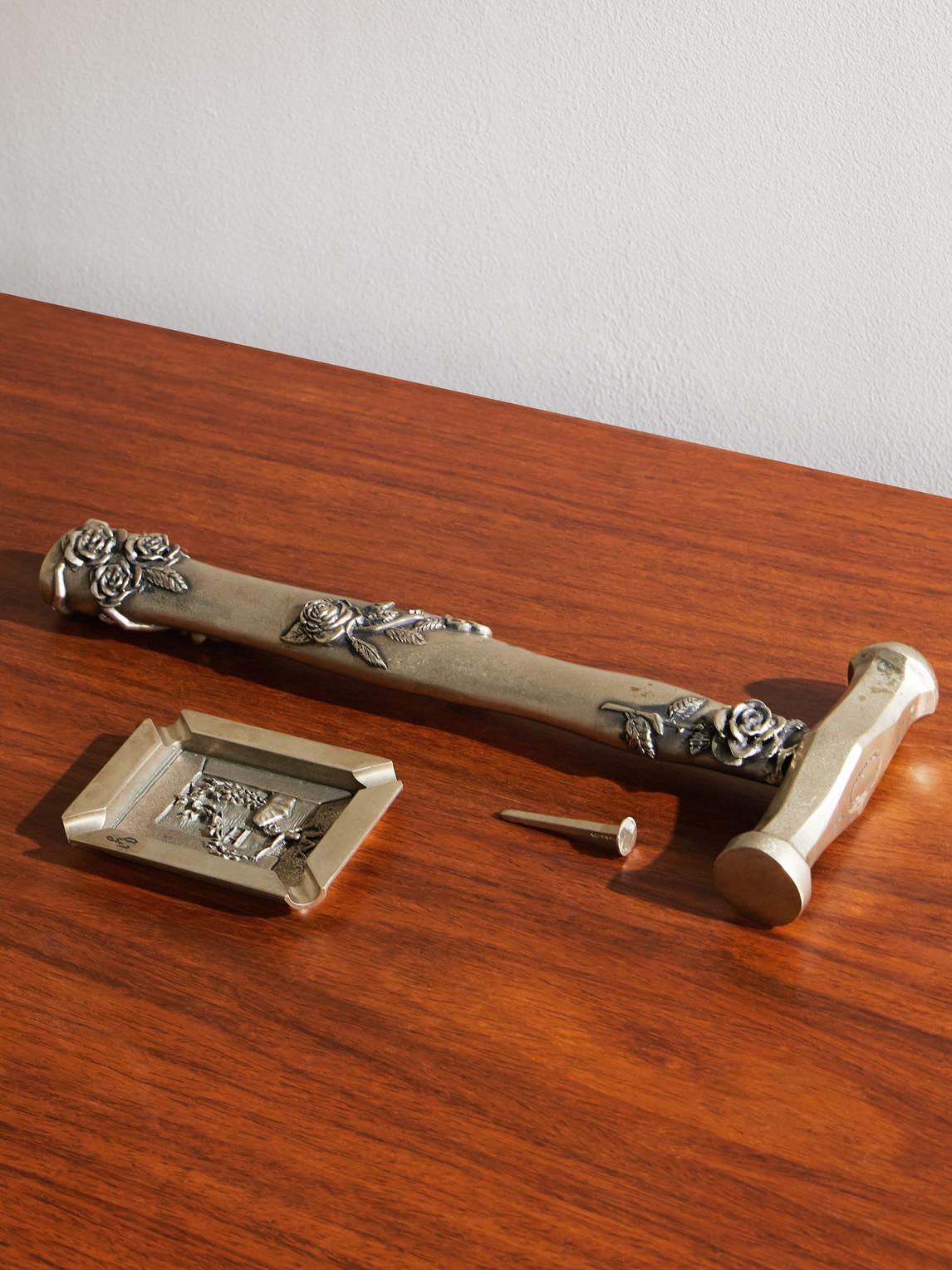 Distressed Engraved Silver-Tone Hammer — 2
