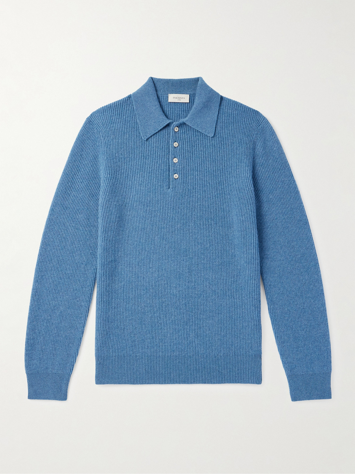 Slim-Fit Ribbed Cashmere Polo Shirt