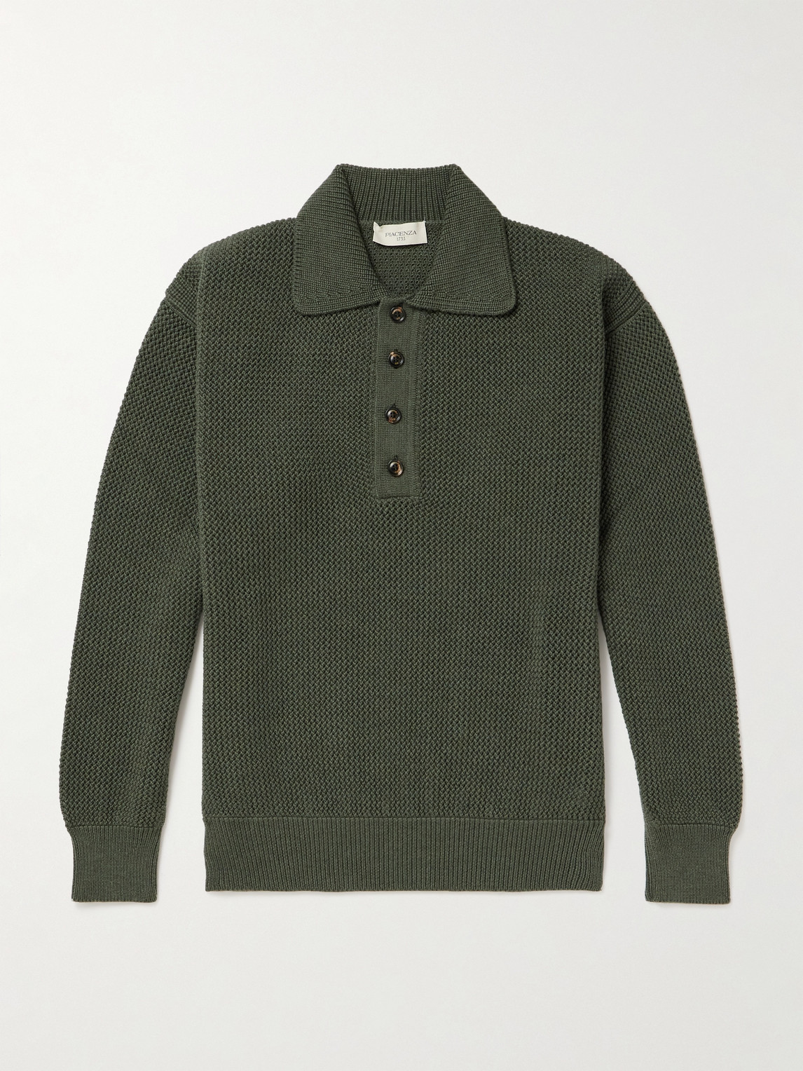 Textured-Knit Virgin Wool Polo Shirt
