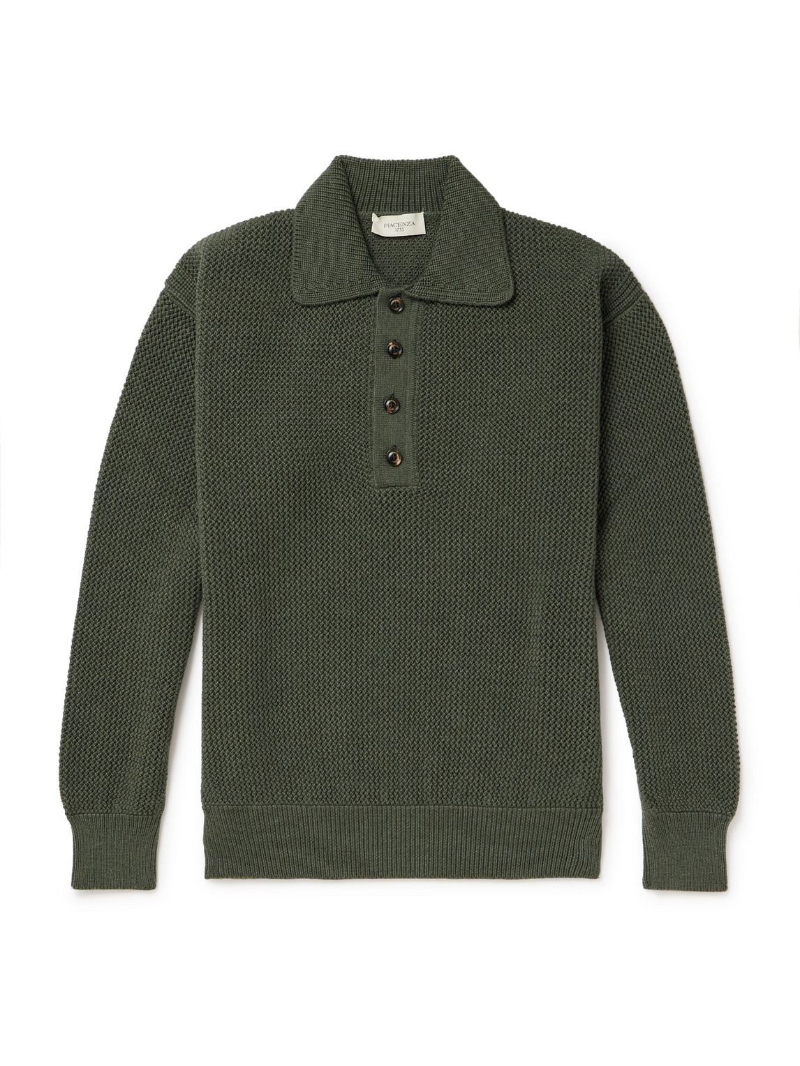 Textured-Knit Virgin Wool Polo Shirt