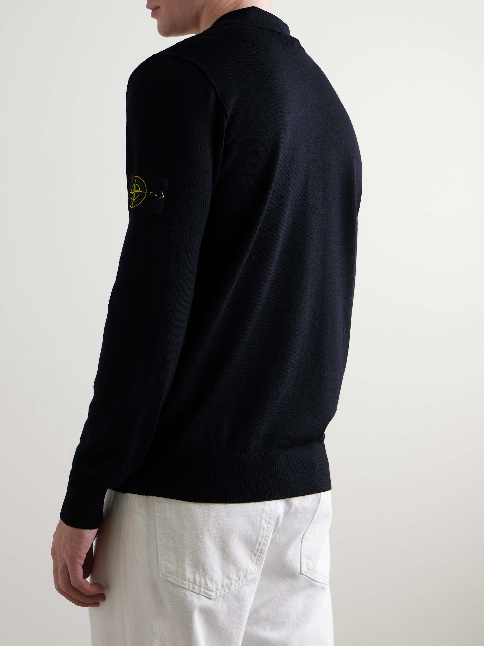 STONE ISLAND Logo-Appliquéd Wool Polo Shirt for Men | MR PORTER