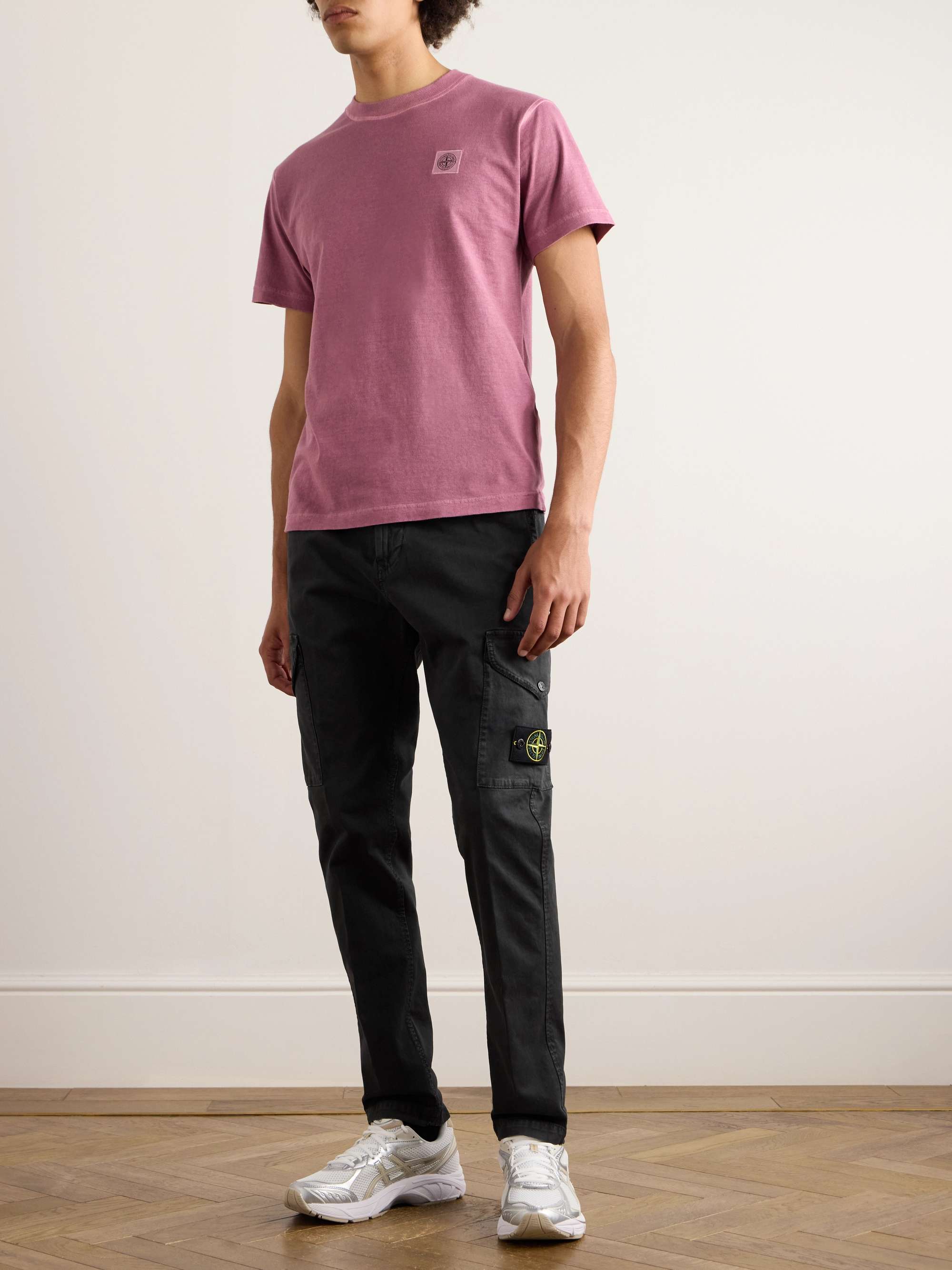 STONE ISLAND Logo Appliqued Garment Dyed Cotton Jersey T Shirt for Men MR PORTER