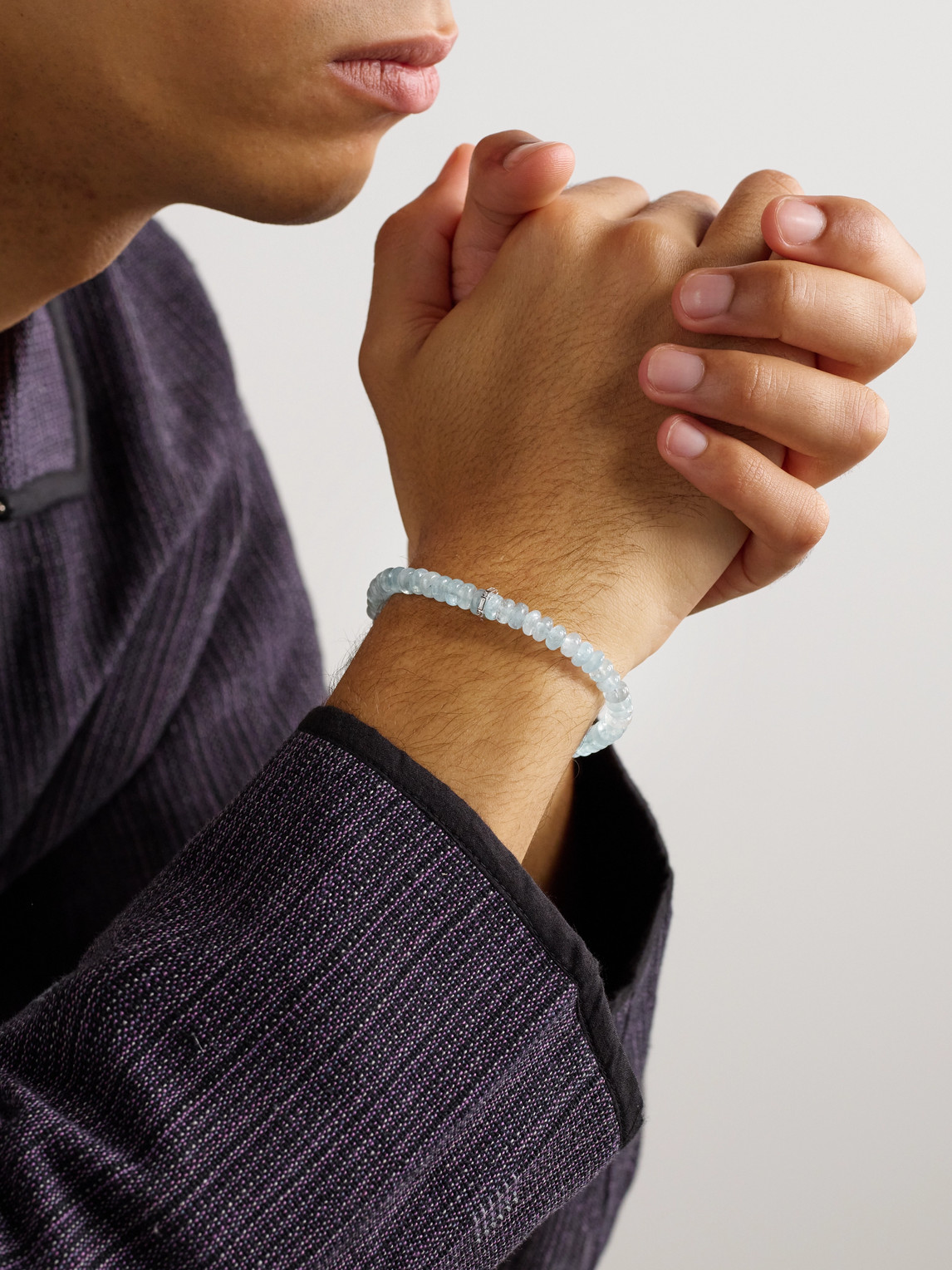Sydney Evan 14-karat White Gold, Diamond And Aquamarine Bracelet In Blue