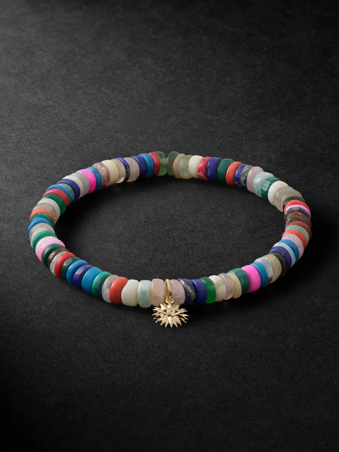 Sydney Evan Evil Eye 14-Karat Gold Multi-Stone Beaded Bracelet - Men