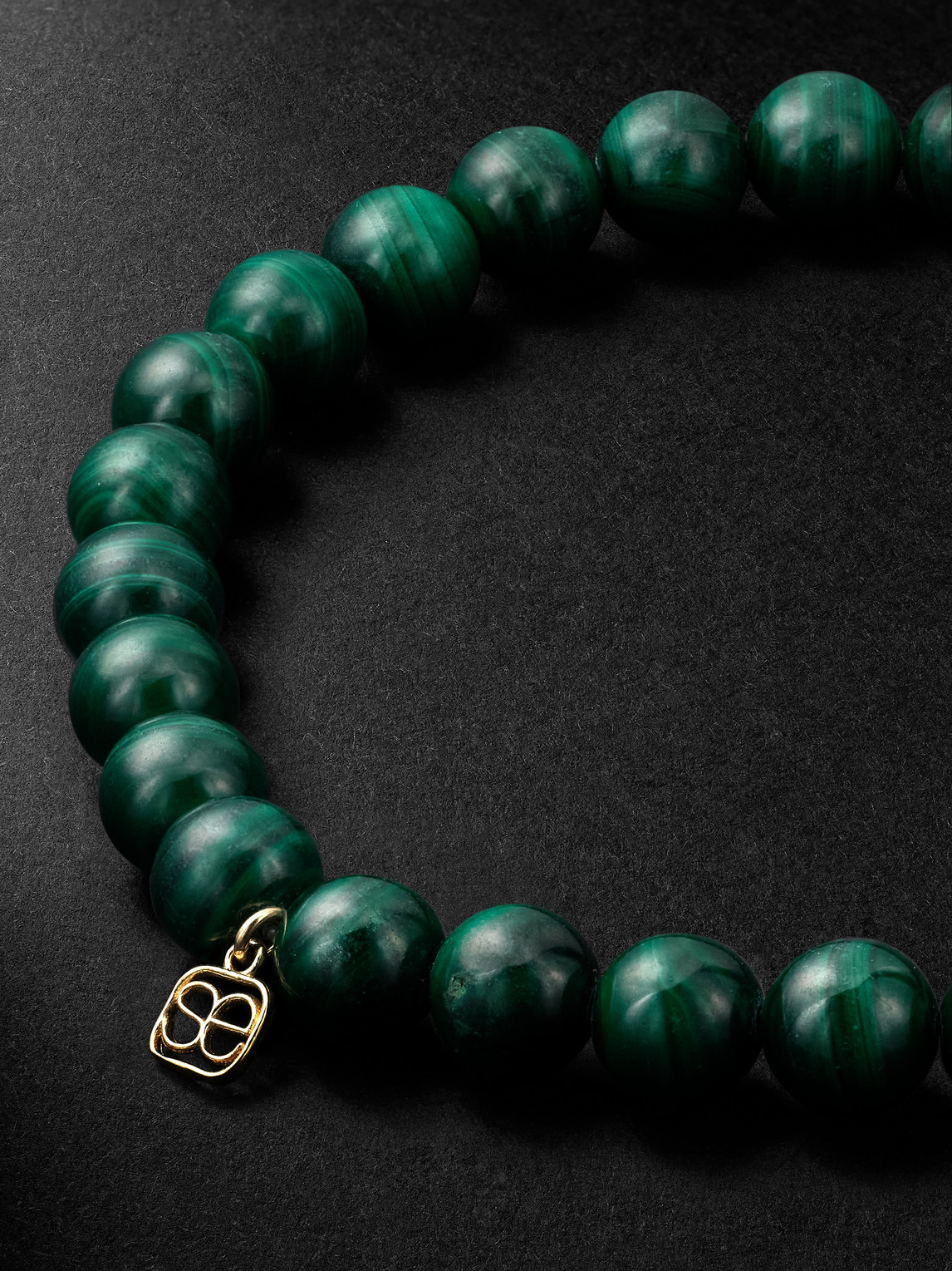 Sydney Evan 14-karat Gold, Emerald And Malachite Beaded Bracelet In Green