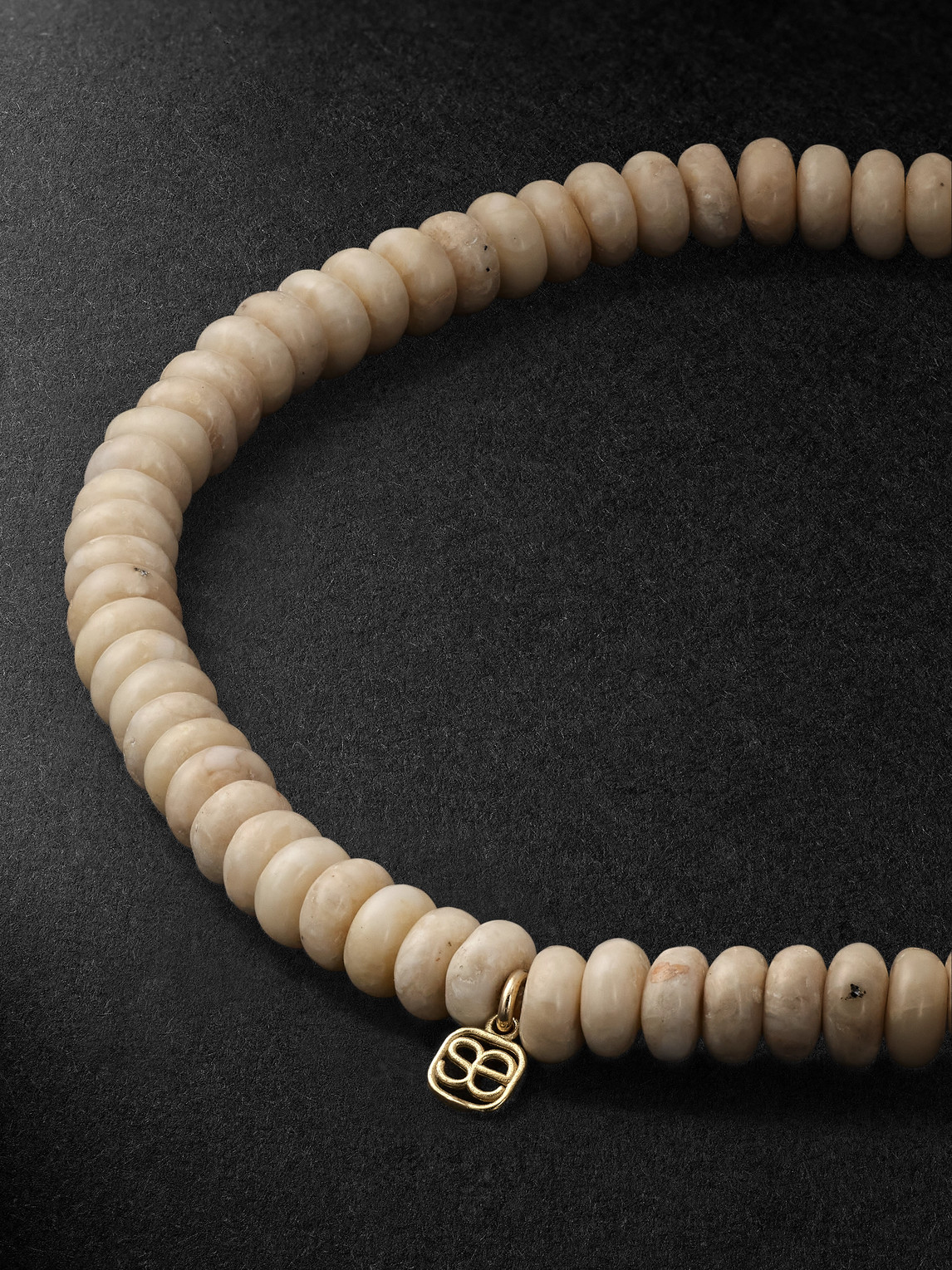 Sydney Evan 14-karat Gold, Diamond And Jasper Beaded Bracelet In Neutrals