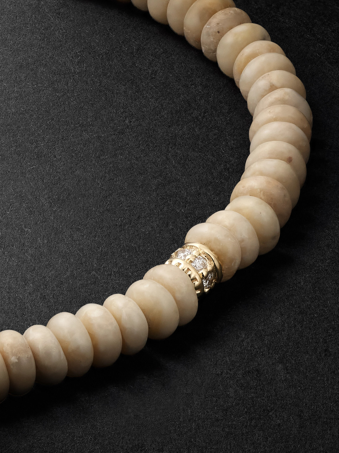 Sydney Evan 14-karat Gold, Diamond And Jasper Beaded Bracelet In Neutrals