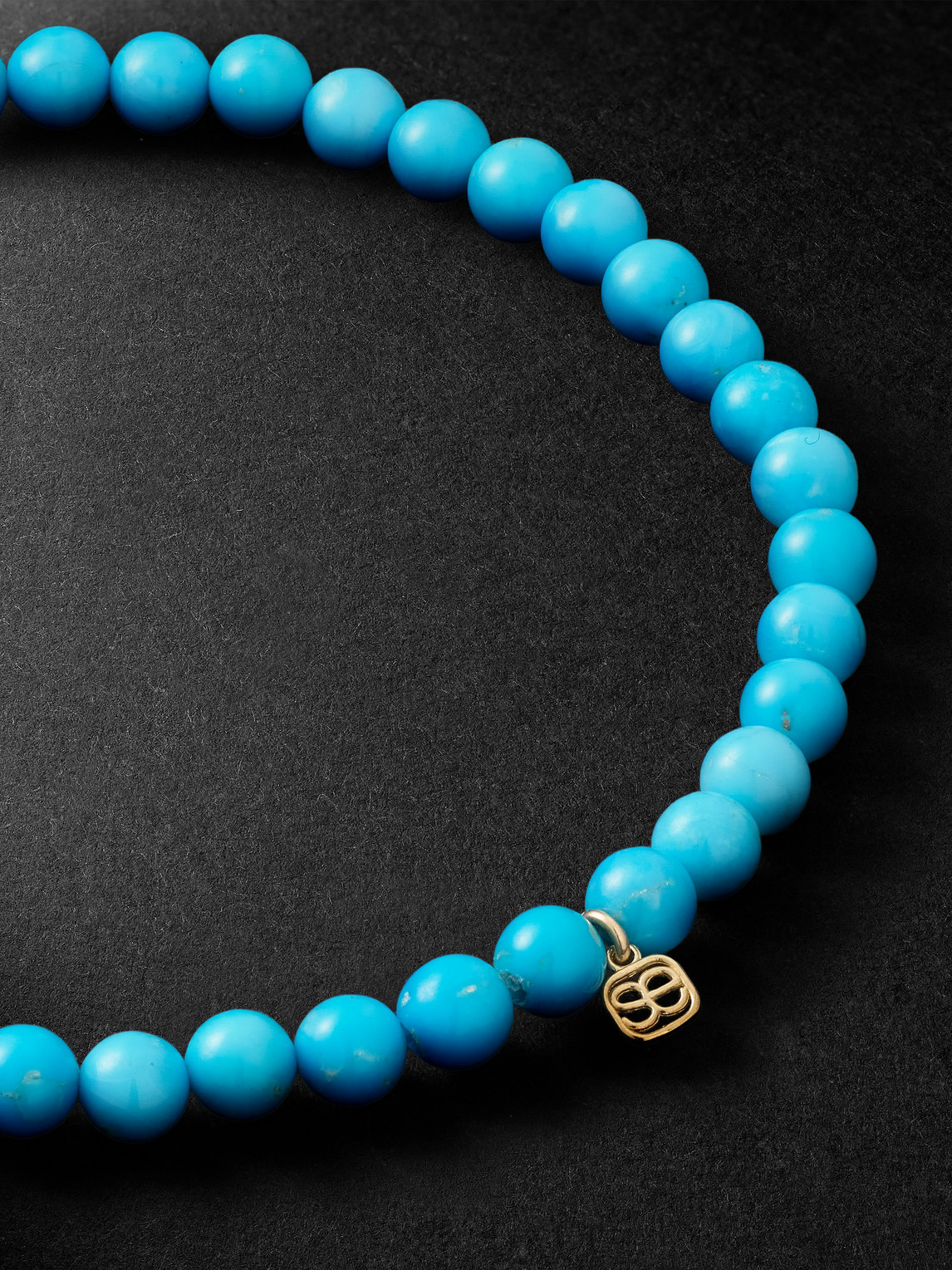 Sydney Evan 14-karat Gold, Diamond And Turquoise Beaded Bracelet In Blue