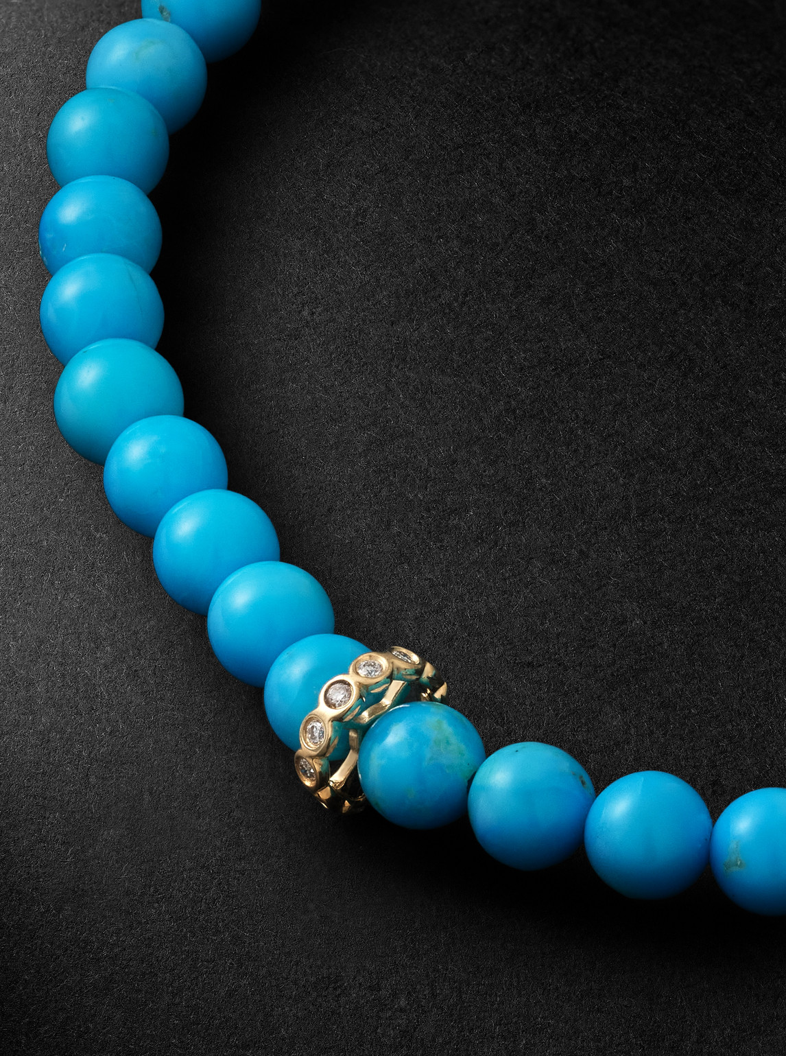 Sydney Evan 14-karat Gold, Diamond And Turquoise Beaded Bracelet In Blue