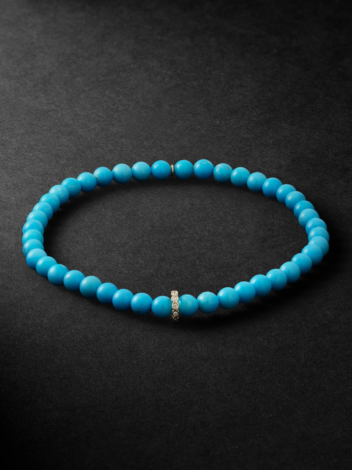 Sydney Evan 14-Karat Gold, Diamond and Turquoise Beaded Bracelet - Men