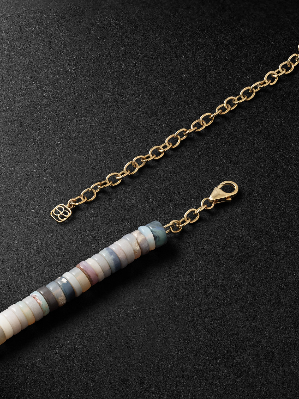 Sydney Evan 14-karat Gold, Diamond And Opal Beaded Necklace In Blue