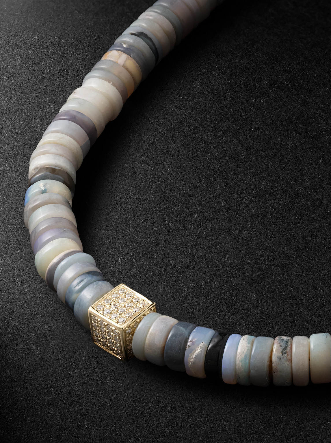 Sydney Evan 14-karat Gold, Diamond And Opal Beaded Necklace In Blue