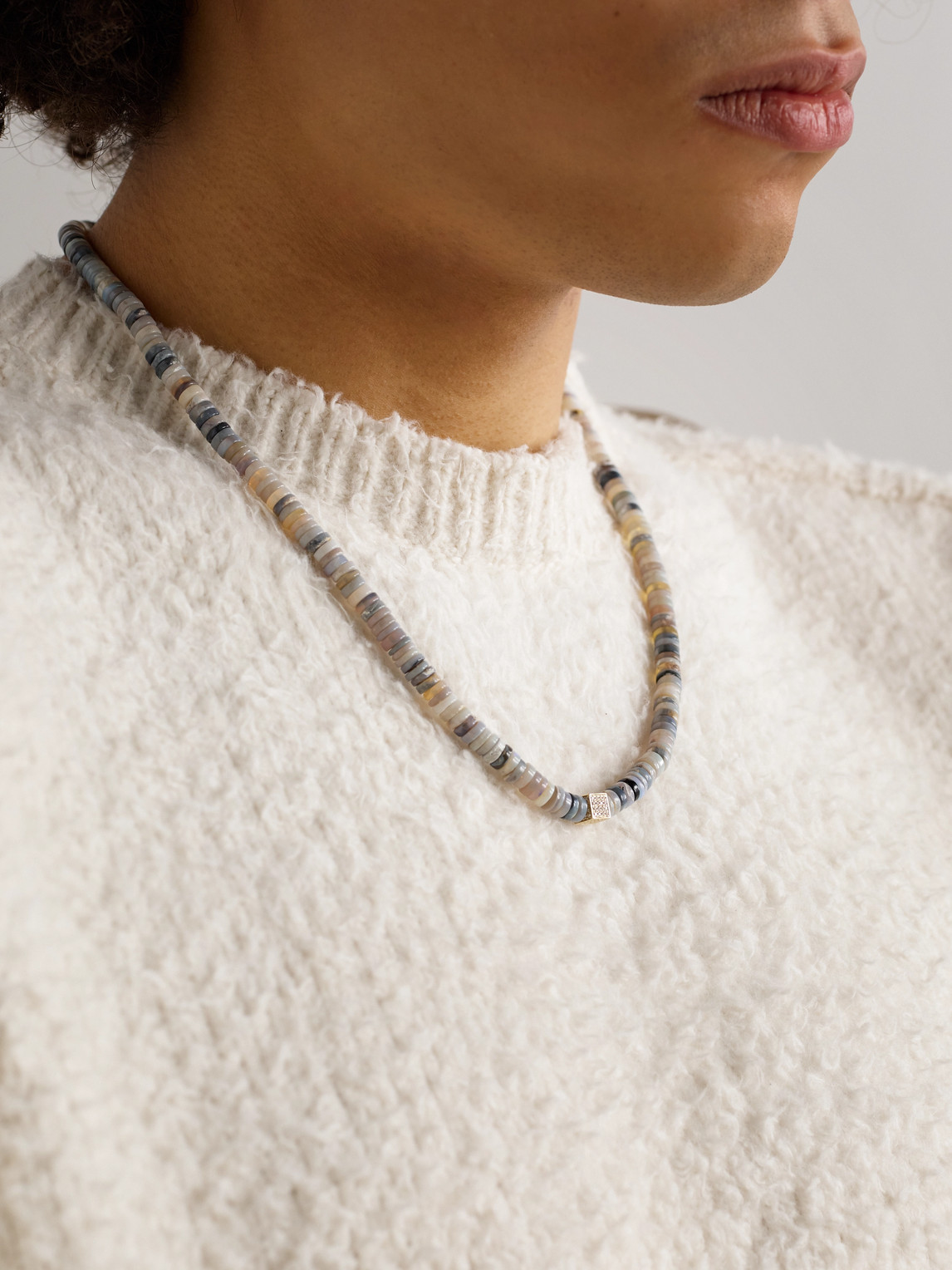 Sydney Evan 14-karat Gold, Diamond And Opal Beaded Necklace In Blue