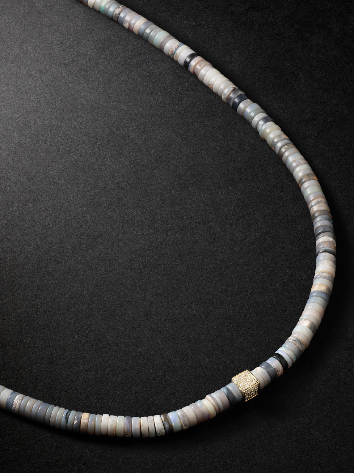 Sydney Evan 14-karat Gold, Diamond And Opal Beaded Necklace In Blue