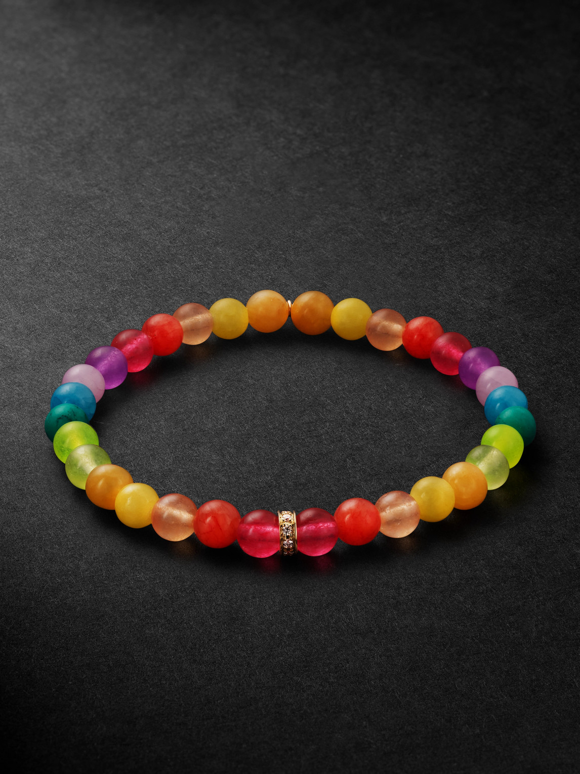 Sydney Evan 14-Karat Gold, Rainbow Jade and Diamond Beaded Bracelet - Men