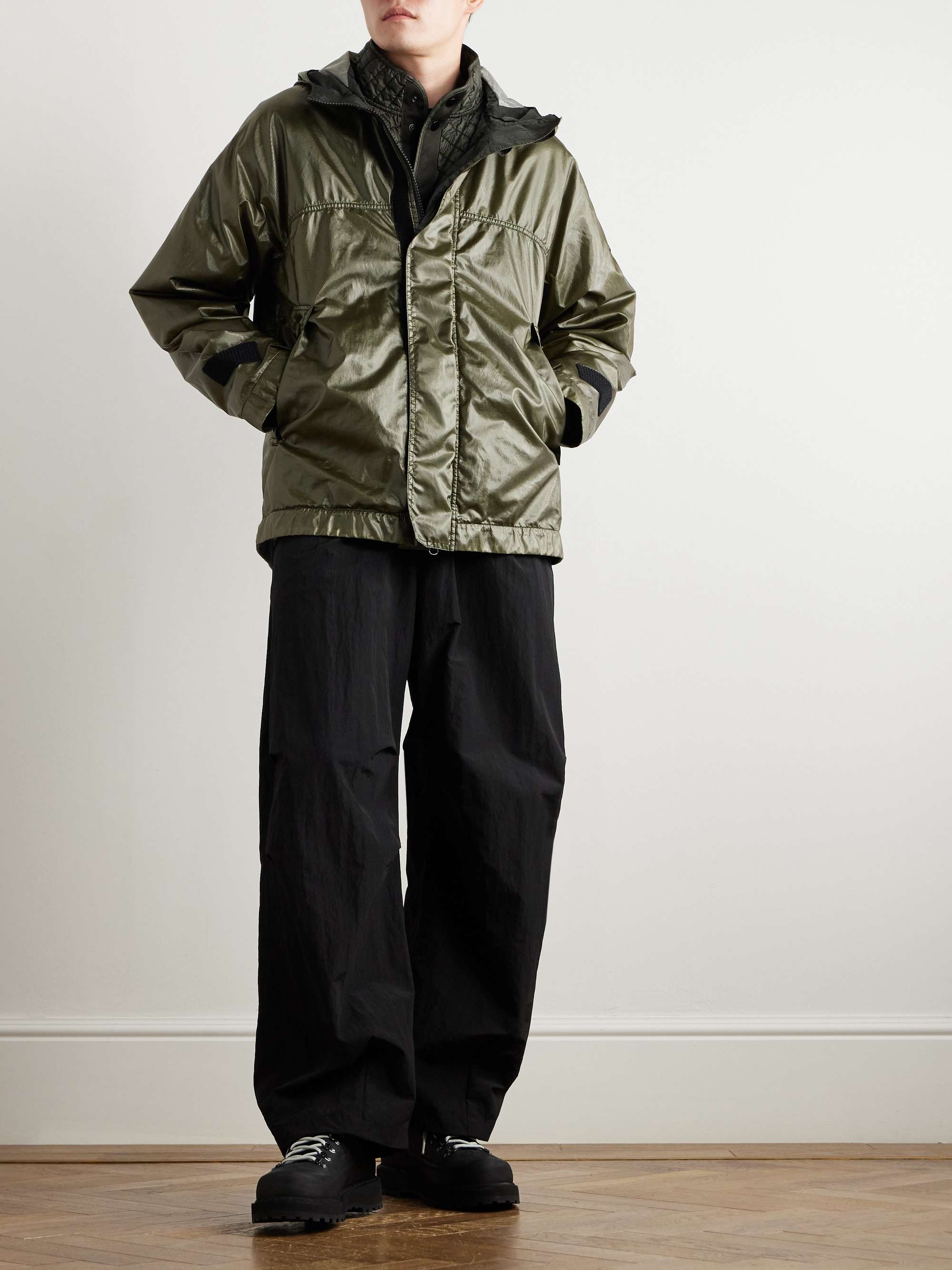STONE ISLAND GLASS COVER TC Logo Appliqued Garment Dyed Coated Mesh and Shell Hooded Jacket for Men MR PORTER