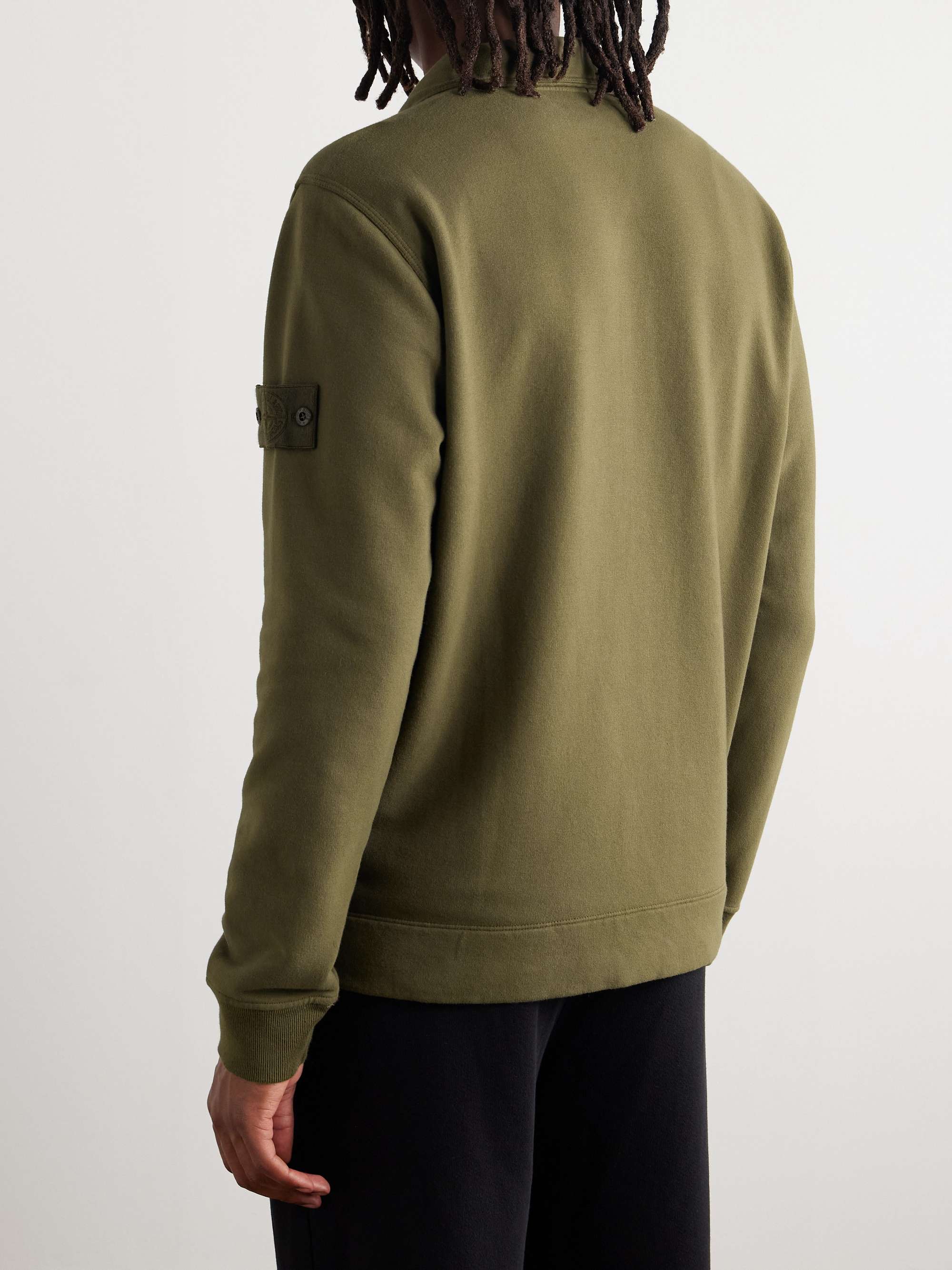 STONE ISLAND Ghost Cotton-Blend Jersey Zip-Up Sweatshirt for STONE ISLAND Ghost Cotton-Blend Jersey Zip-Up Sweatshirt for