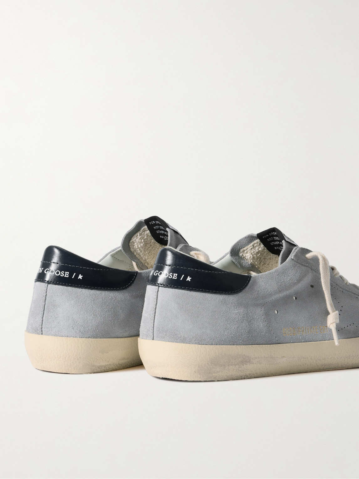 Golden Goose Super-star Distressed Patent Leather-trimmed Suede Sneakers In Gray