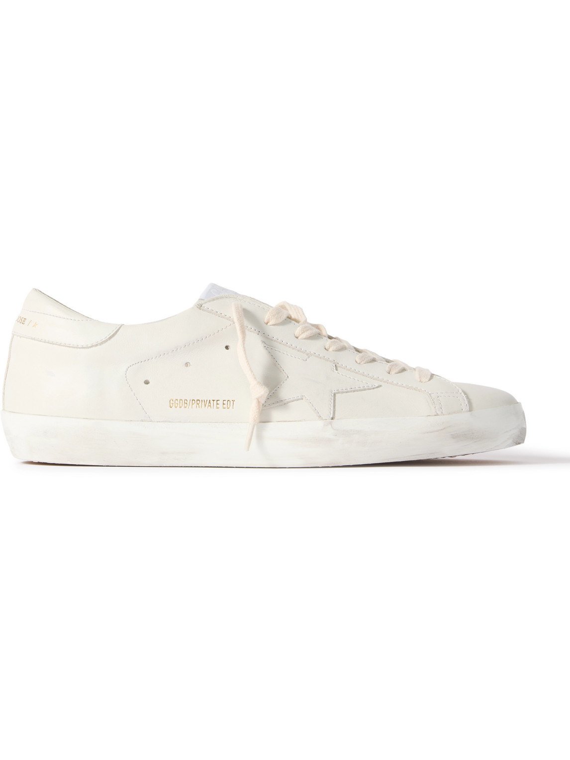 Golden Goose Super-star Distressed Leather Sneakers In White