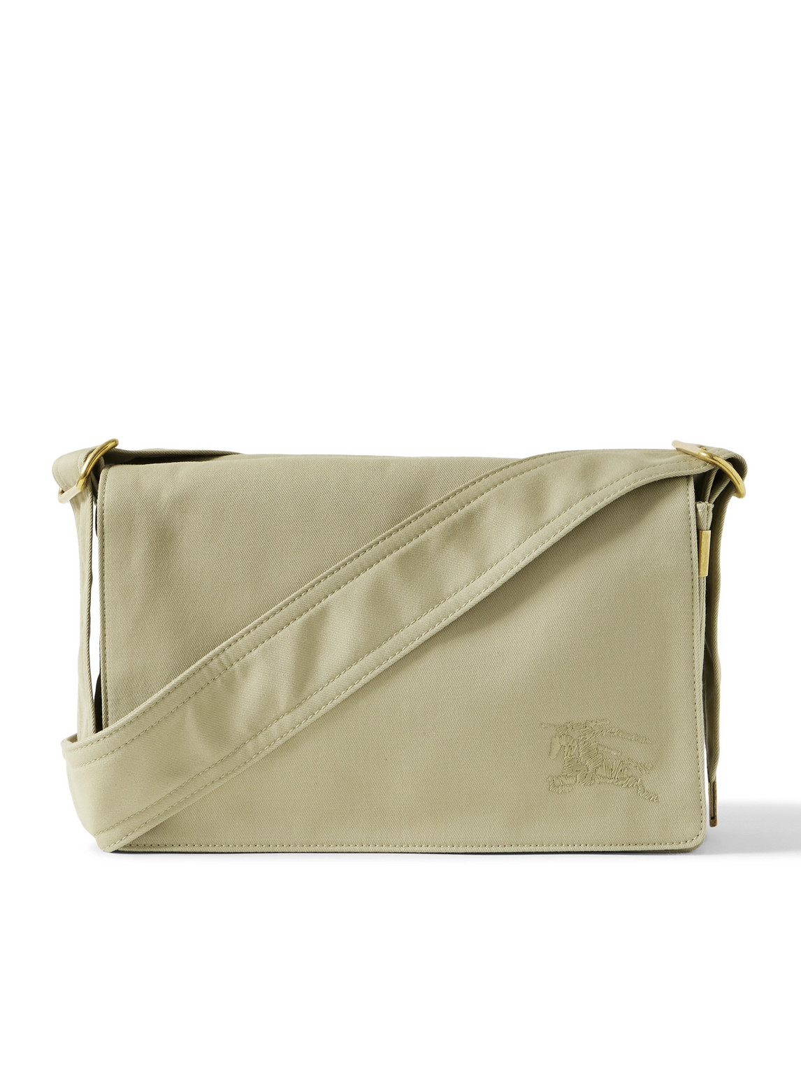 Logo-Embroidered Gabardine Messenger Bag