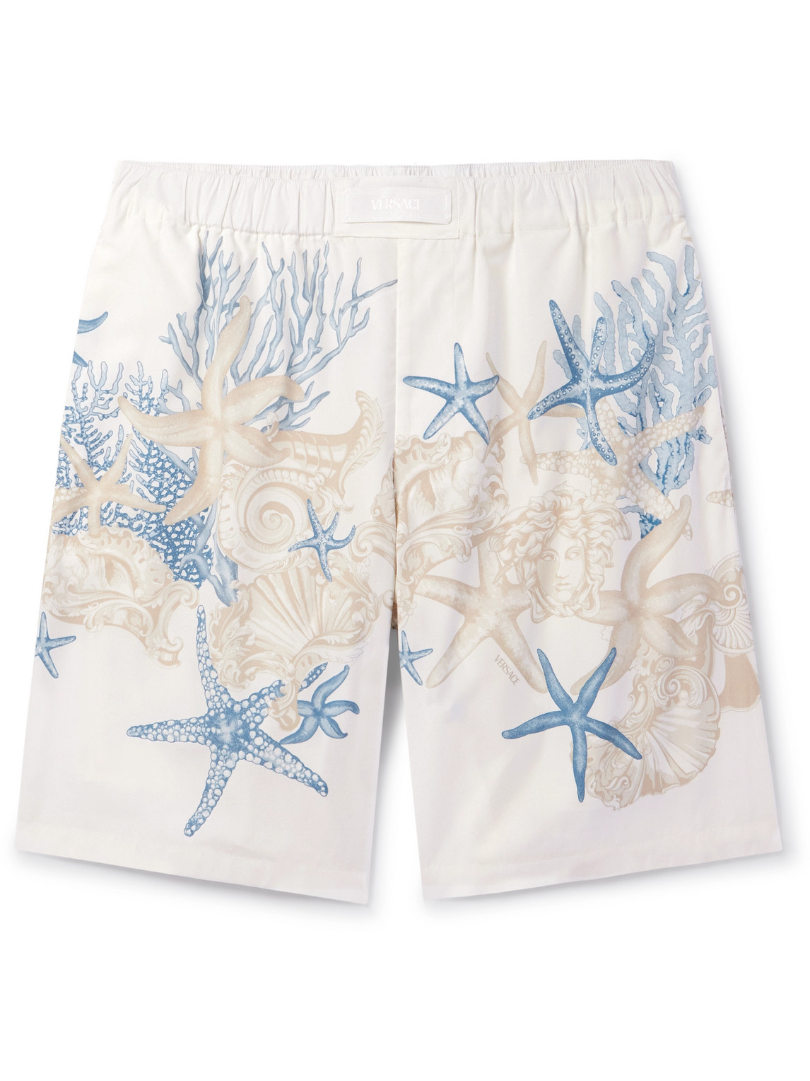 Versace Barocco Sea-print Cotton Shorts In White