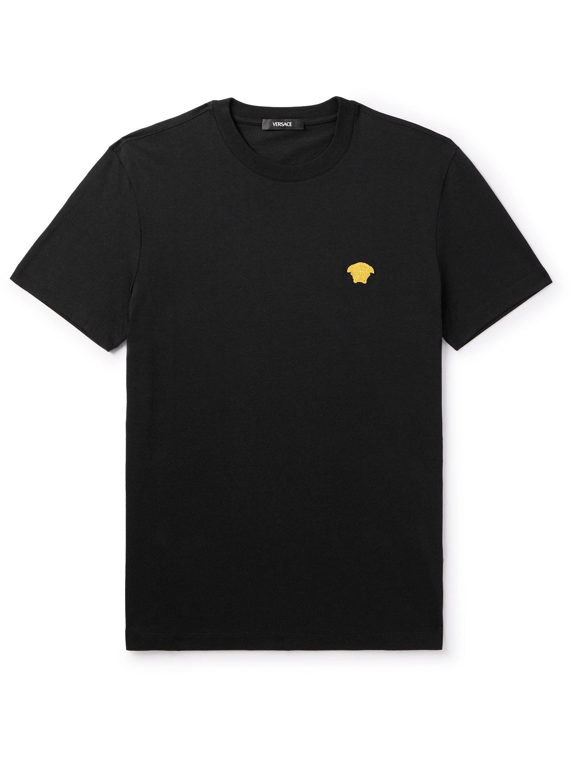 Versace - Logo-Embroidered Cotton-Jersey T-Shirt - Men - Black - XXL