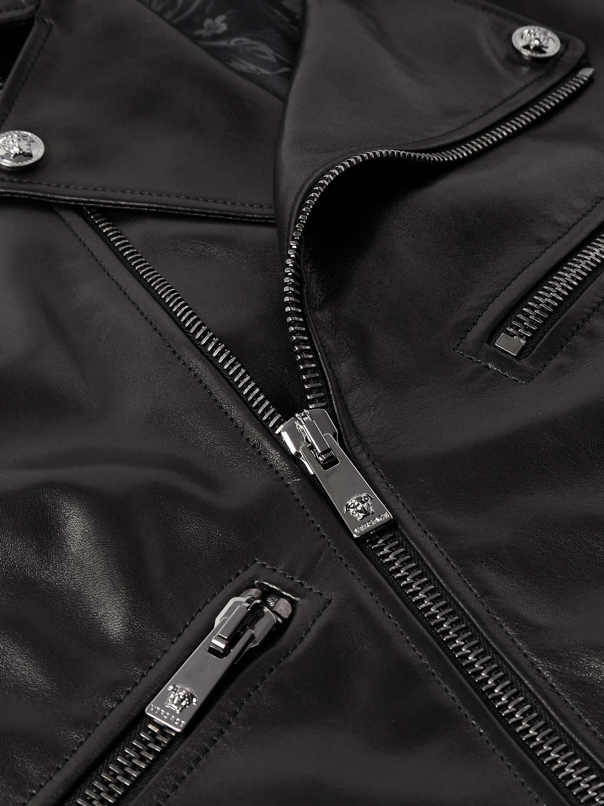 Black Leather Biker Jacket | VERSACE | MR PORTER Black Leather Biker Jacket | VERSACE | MR PORTER