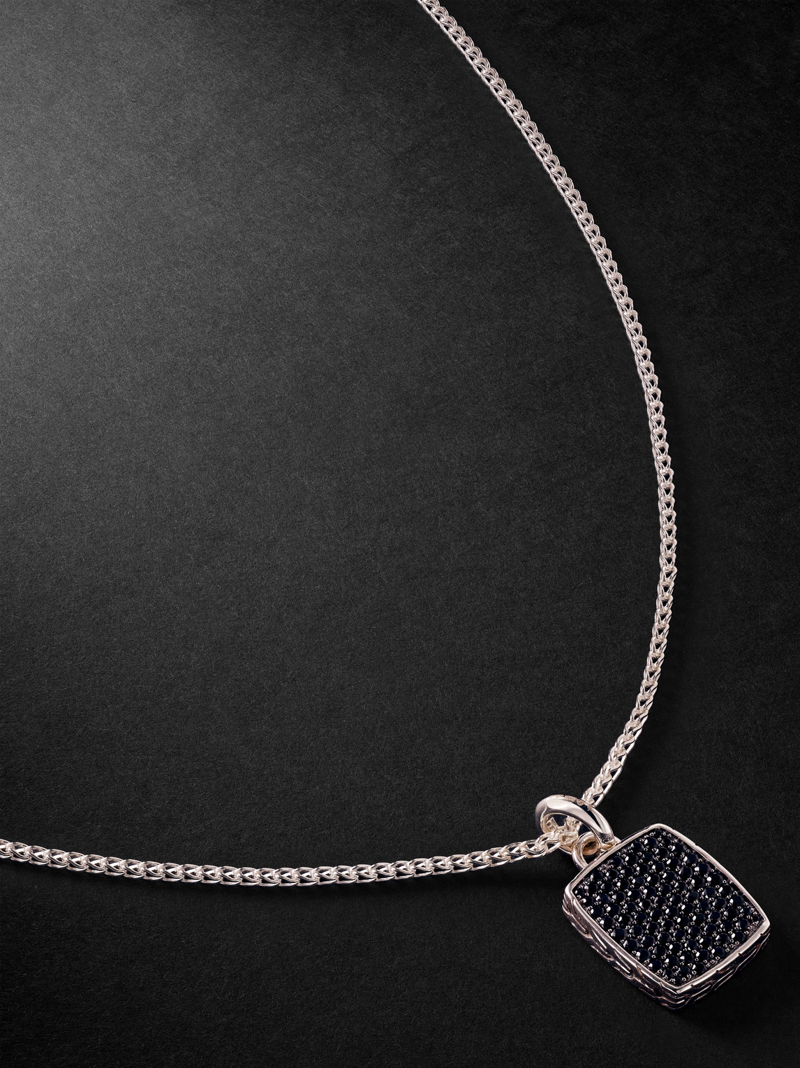 John Hardy ID Tag Sterling Silver Sapphire Pendant Necklace - Men