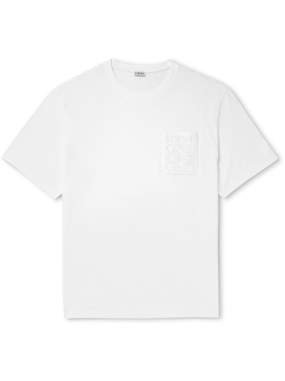 Loewe Anagram Debossed Crewneck Short Sleeve Cotton T-shirt In White
