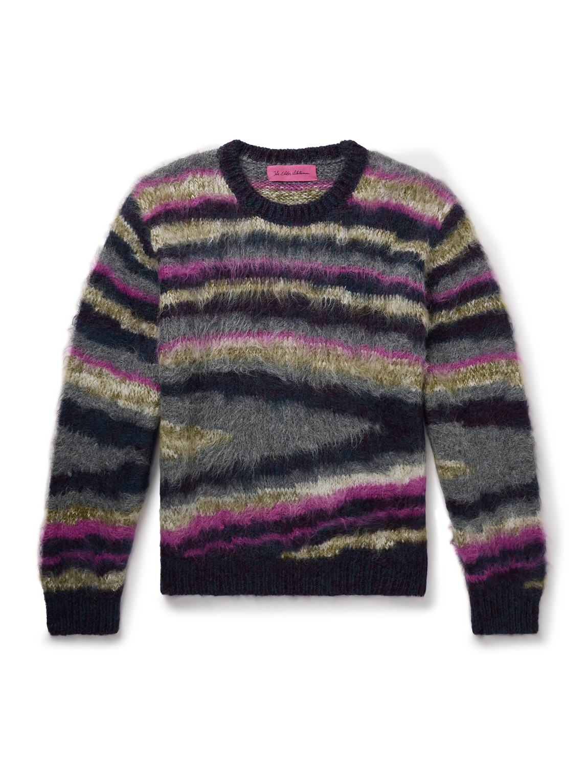 The Elder Statesman Oil Slick Striped Jacquard-knit Alpaca-blend Sweater In Gray