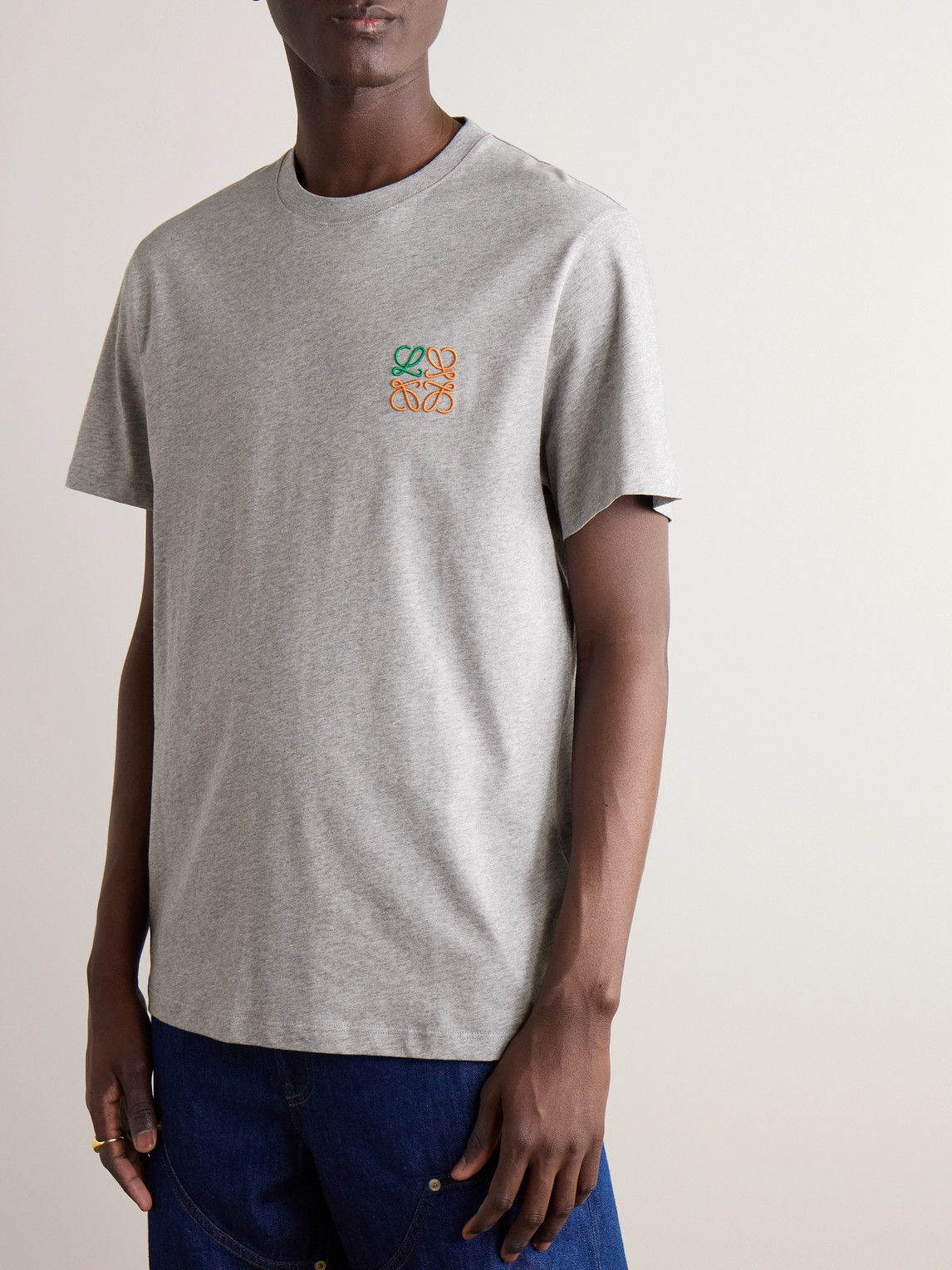 Loewe Slim-fit Logo-embroidered Cotton-jersey T-shirt In