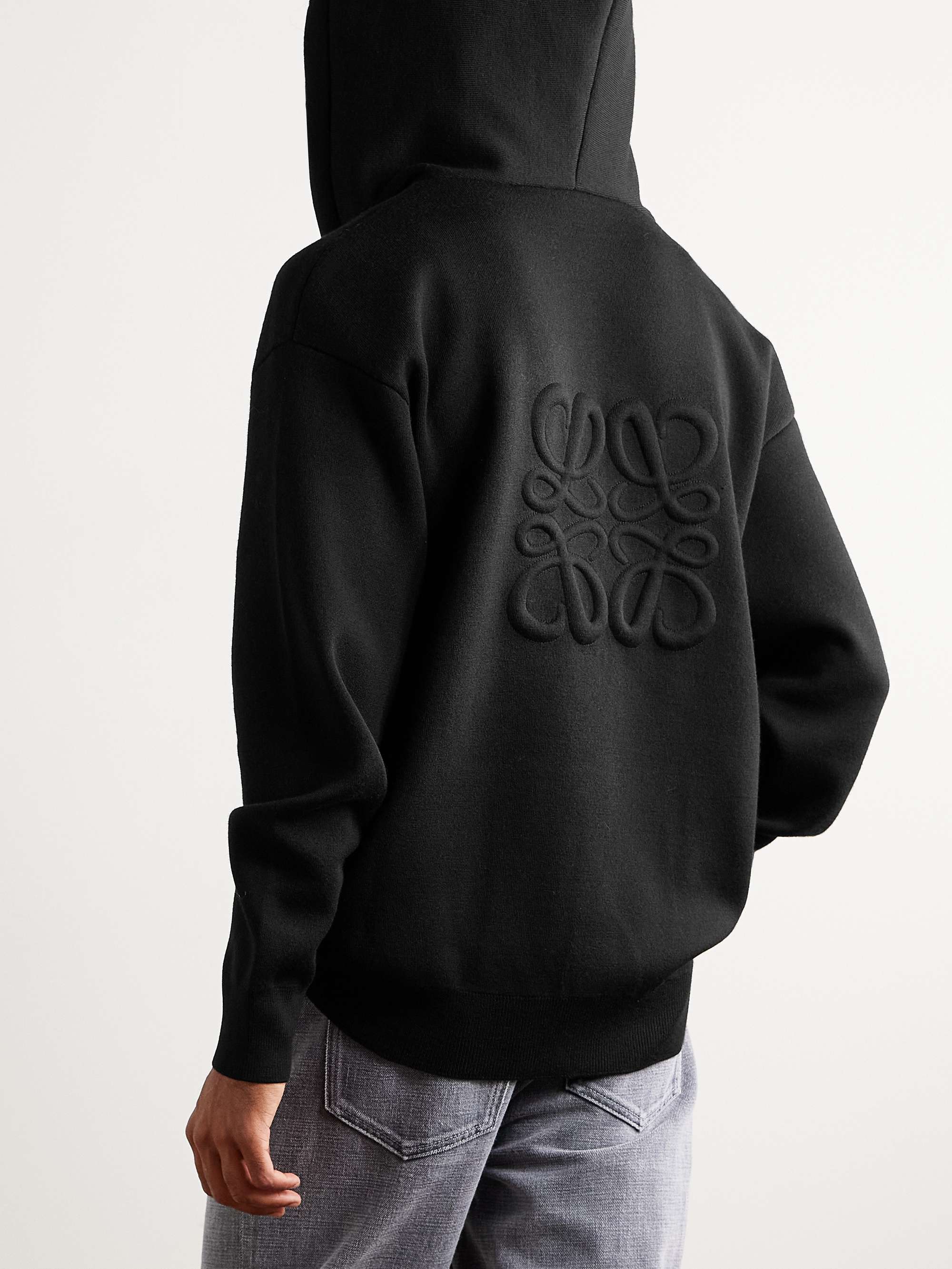 LOEWE Logo-Embossed Wool-Blend Zip-Up Hoodie for Men | MR PORTER