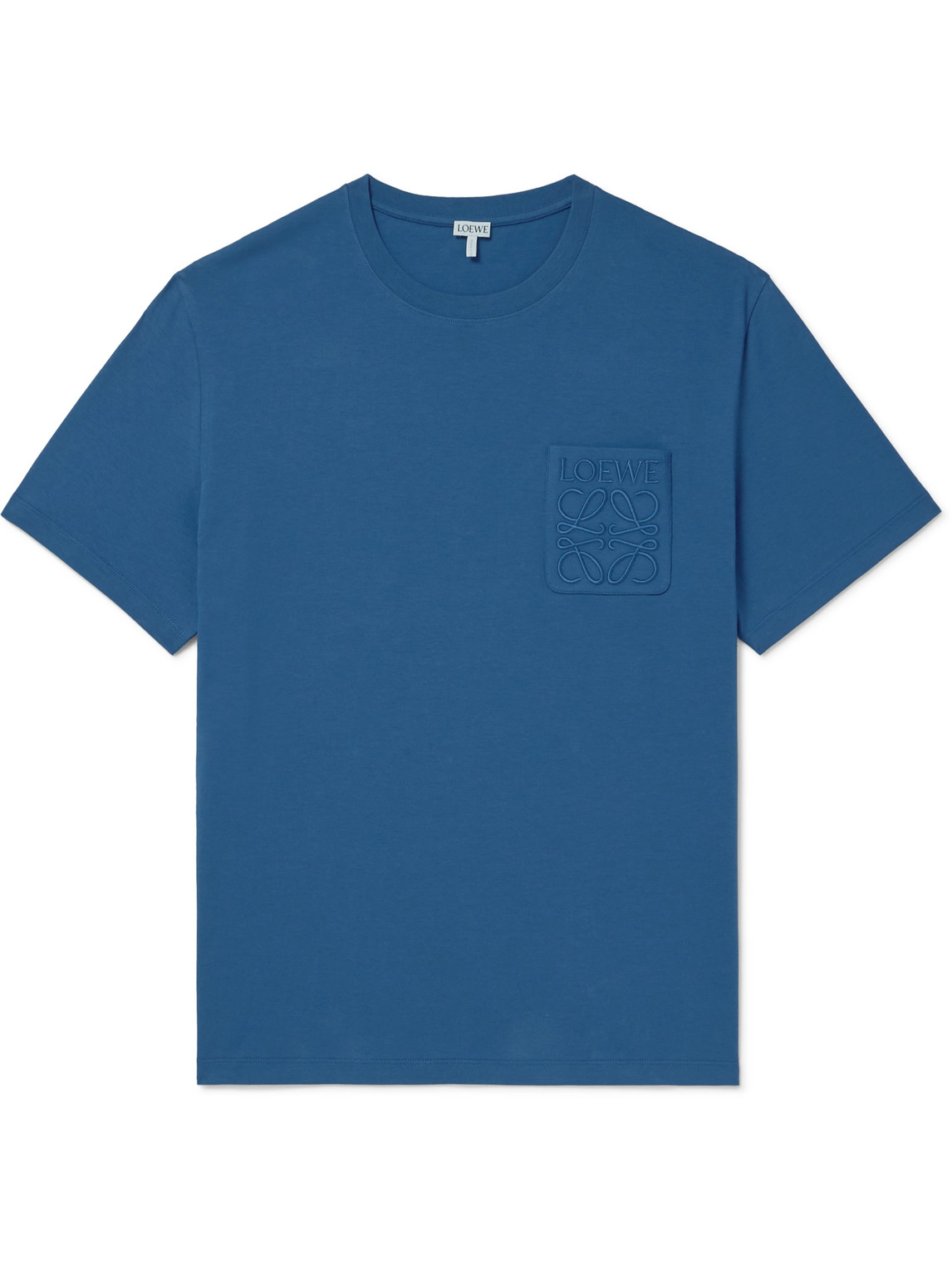 Loewe Logo-embroidered Cotton-jersey T-shirt In Blue