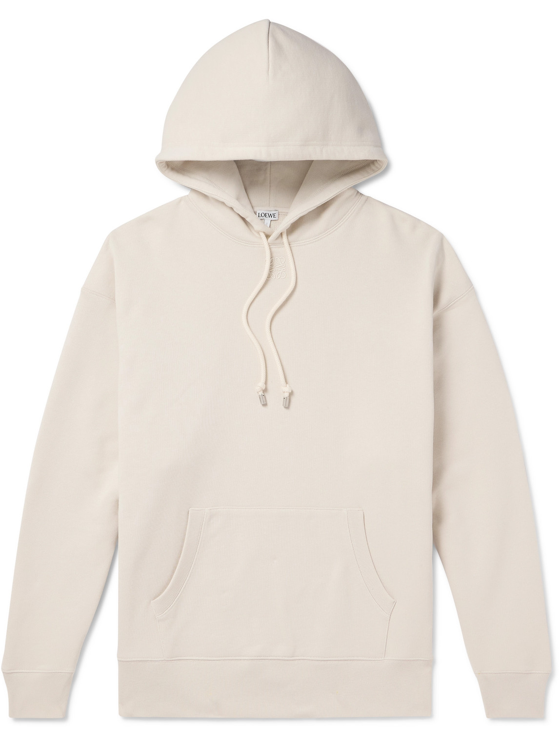 Loewe Logo-embroidered Cotton-jersey Hoodie In Neutrals